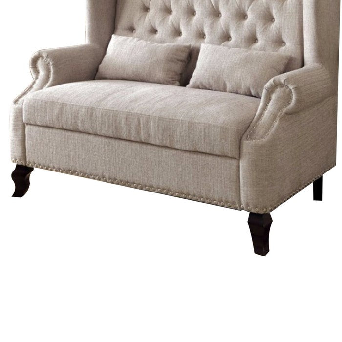 Alcacer Romantic Mid-Century Style Love Seat, Beige