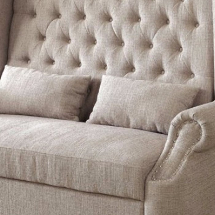 Alcacer Romantic Mid-Century Style Love Seat, Beige