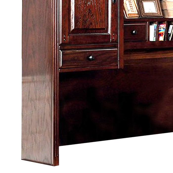Tami Traditional Style Corner Desk Hutch, Dark Walnut