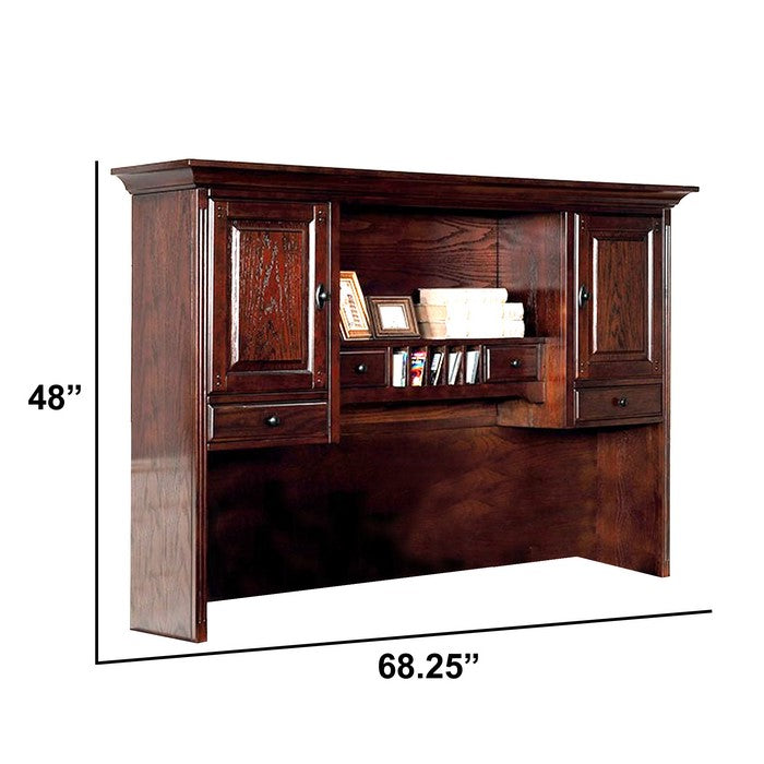 Tami Traditional Style Corner Desk Hutch, Dark Walnut