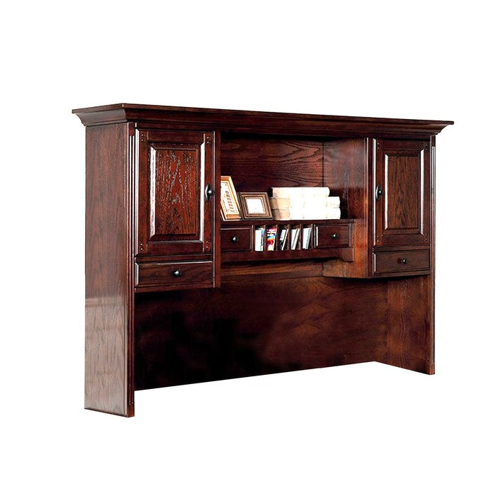 Tami Traditional Style Corner Desk Hutch, Dark Walnut