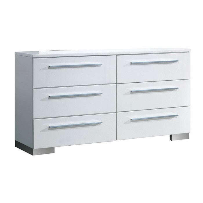 Minimal Modest Wooden Dresser In Contemporary With 6 Drawers, White
