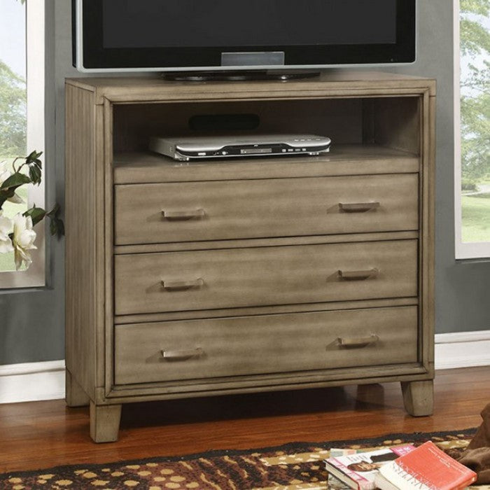 Wooden Media Chest With three drawers, Gray