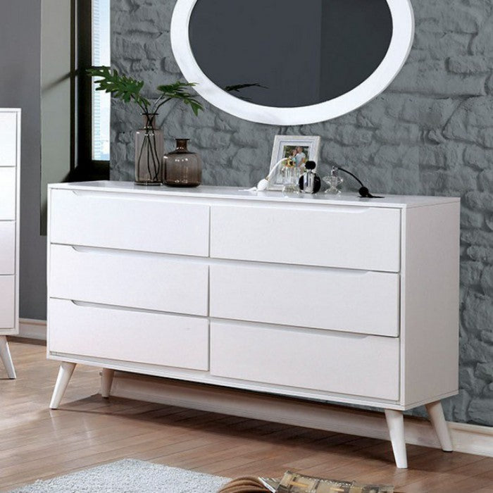 Sauv� Wooden Mid-Century Modern Style Dresser, White