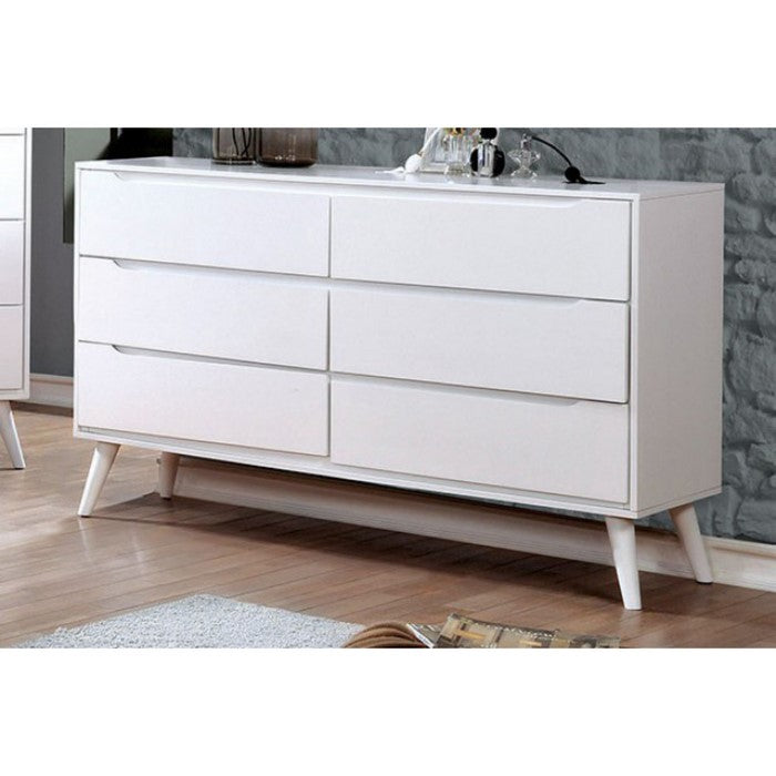 Sauv� Wooden Mid-Century Modern Style Dresser, White