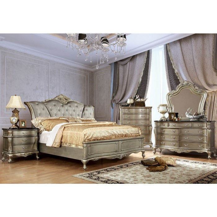 Floral Carved Design Wooden Chest, Gold