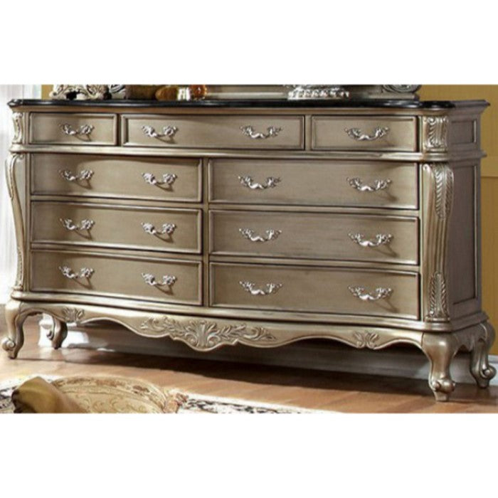 Opulent Lush Luxurious Designer Wooden Dresser, Gold Design