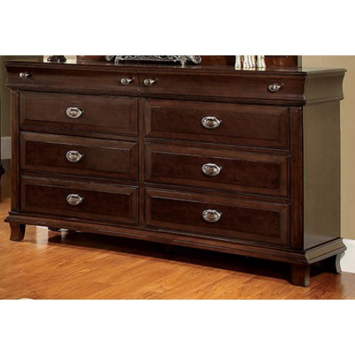 Eccentric Wooden Dresser In Transitional Style, Brown Cherry