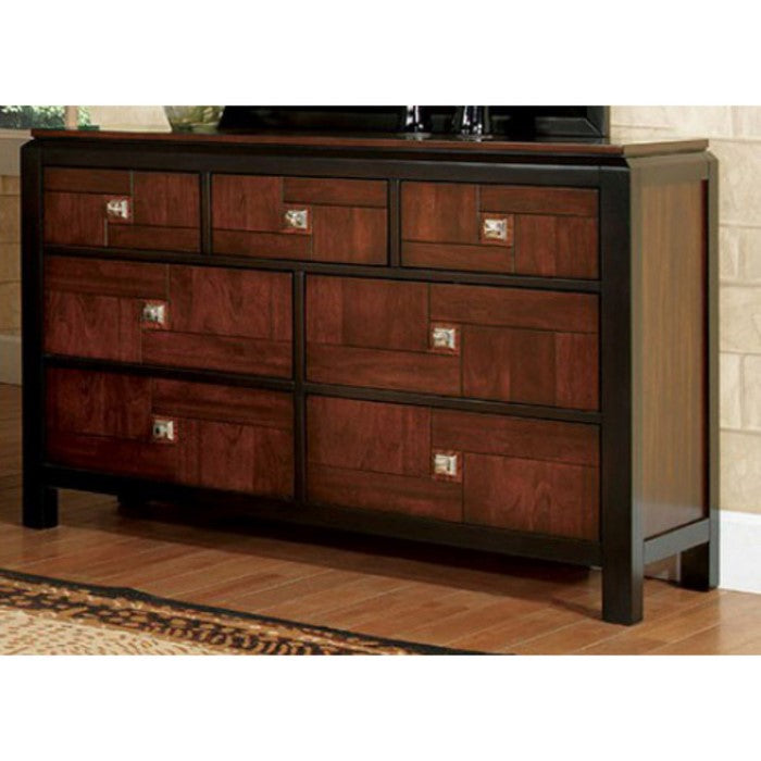Splendid Wooden Dresser In Transitional Style,  Acacia And Walnut Brown