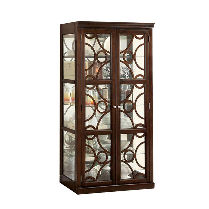 Woodmont Contemporary Style Curio, Walnut Finish