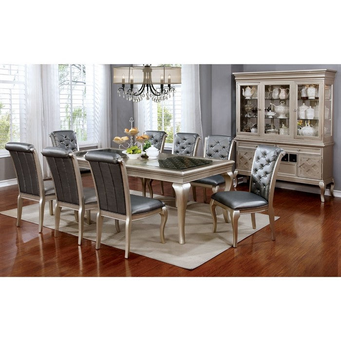 Amina Contemporary Style Elegant Dining Table, Silver