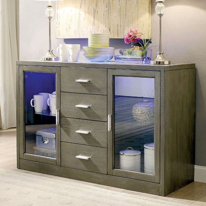 Luminar I Modern Style Server With Led Lights, Gray