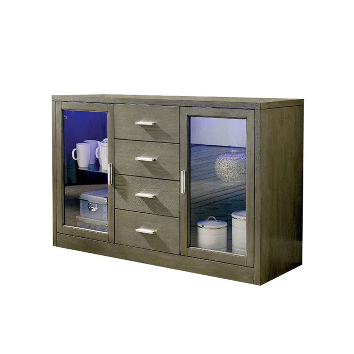 Luminar I Modern Style Server With Led Lights, Gray
