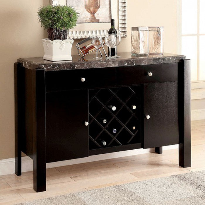 Gladstone Contemporary Server With Marble Top, Brown