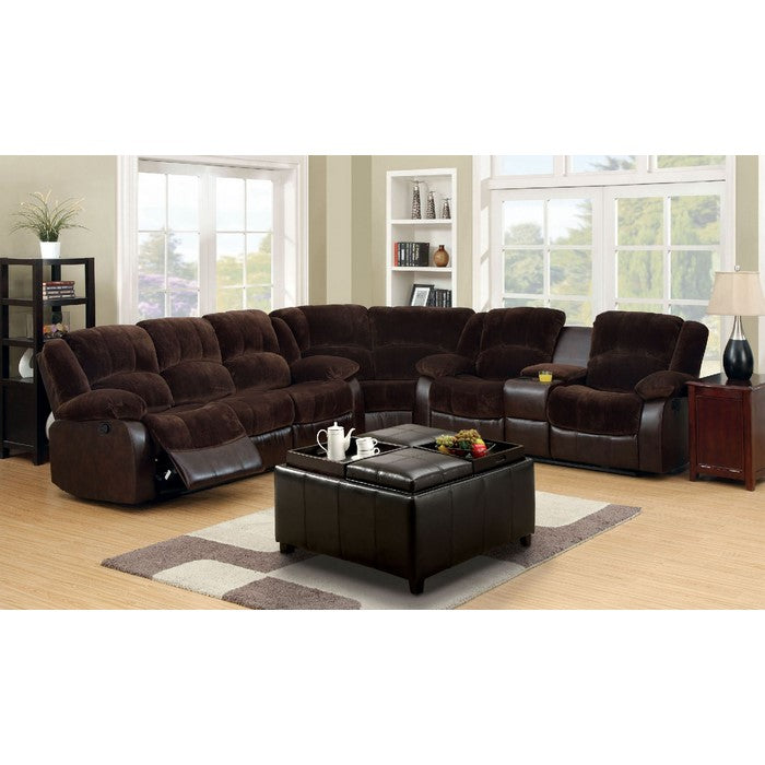 Transitional Style Champion & Leatherette Corner Chair, Brown