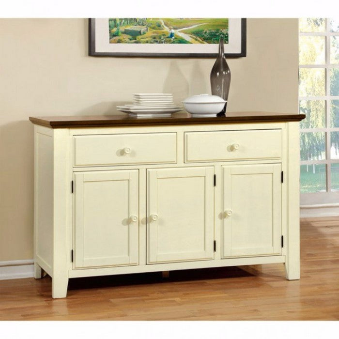 Harrisburg Cottage Server, Vintage White & Dark Oak Finish