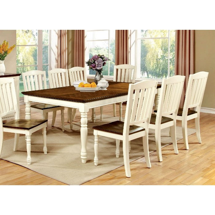 Harrisburg Cottage Dining Table, Vintage White & Dark Oak Finish