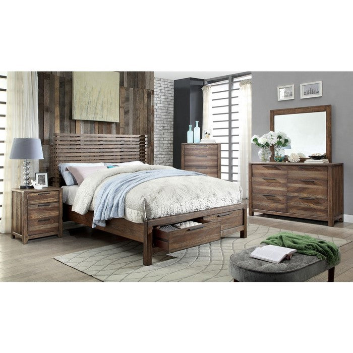 Minimalistic Designed 5- Drawer Chest, Rustic Natural Brown