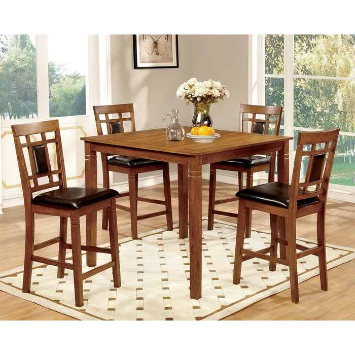 Freeman II 5 Piece Counter Height Table, Light Oak Finish