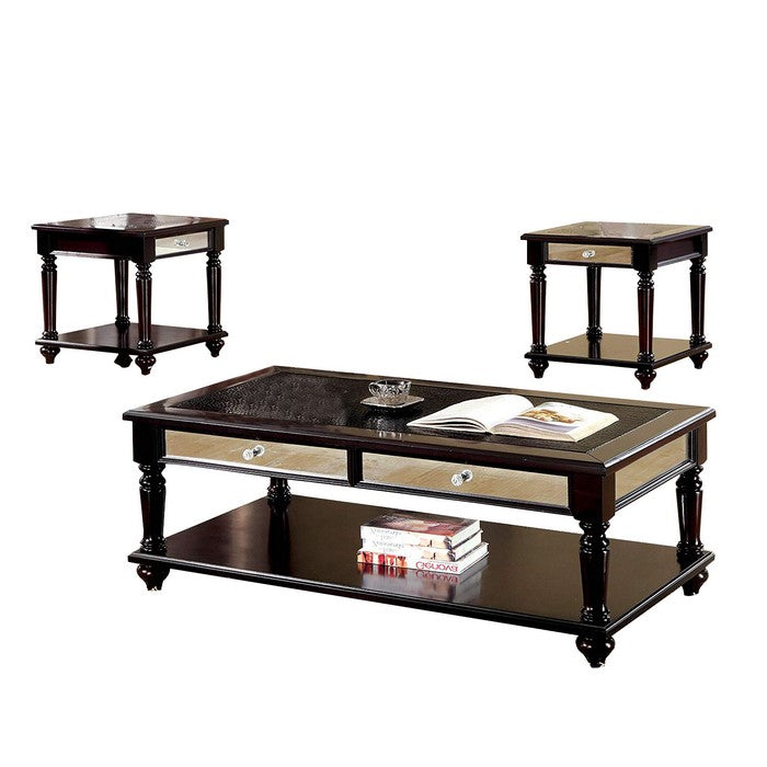 Horace Contemporary Three Piece Table Set, Espresso Finish, Set Of 3