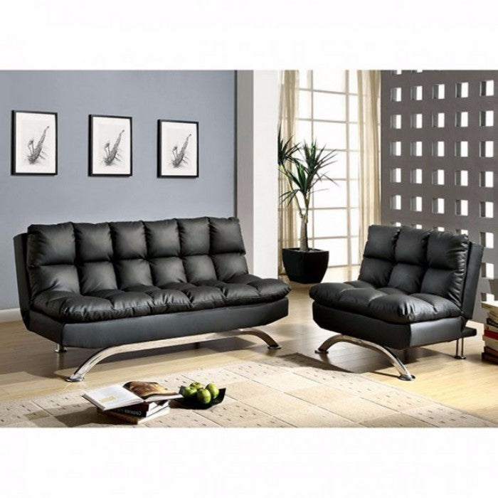 Aristo Futon Sofa Contemporary Style, Black