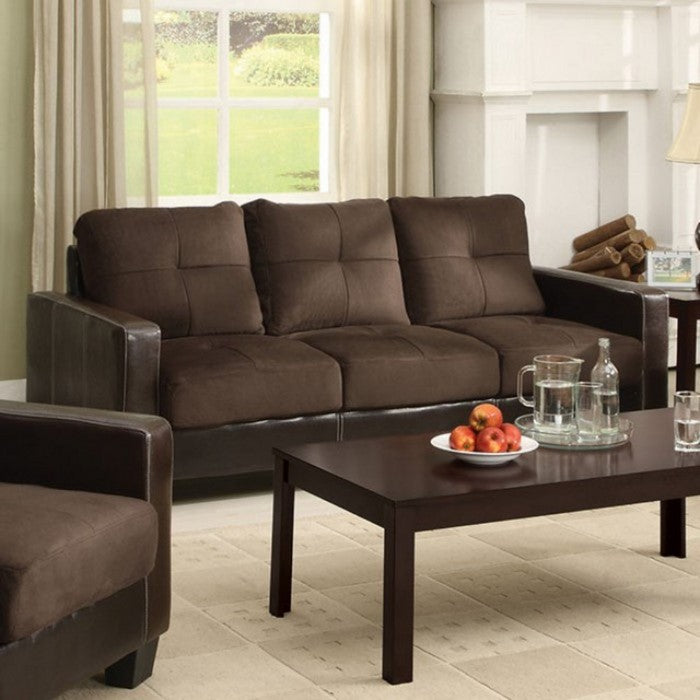Laverne Contemporary Style Sofa in Chocolate and Espresso