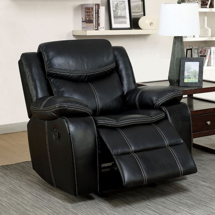 Gatria Transitional Recliner Chair, Black