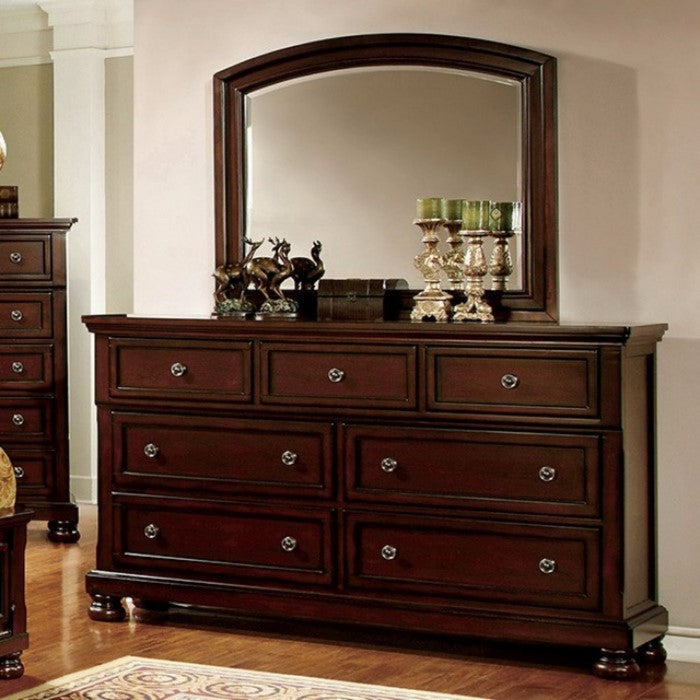Striking Wooden Dresser In Transitional Style, Dark Cherry Brown