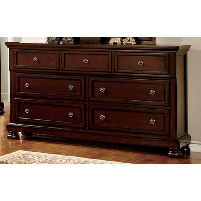 Striking Wooden Dresser In Transitional Style, Dark Cherry Brown