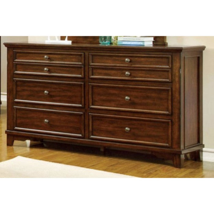 Pristine And Minimal Wooden Dresser In Transitional Style, Brown Cherry