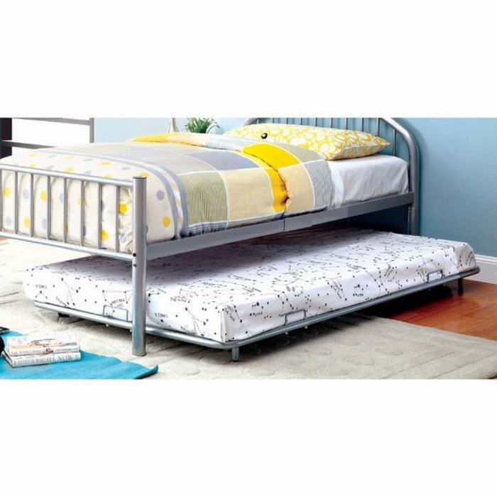 Rainbow Contemporary Style Metal Trundle, Silver