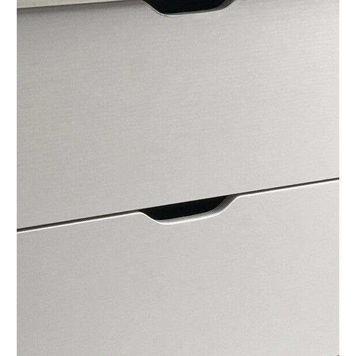 Contemporary Style White Finish Nightstand With 2 Drawers On Metal Glides.