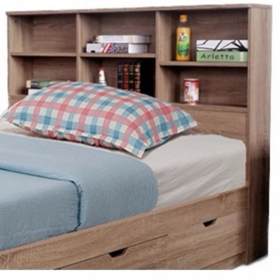 Contemporary Style Twin Size Bookcase Headboard With 6 Shelves.