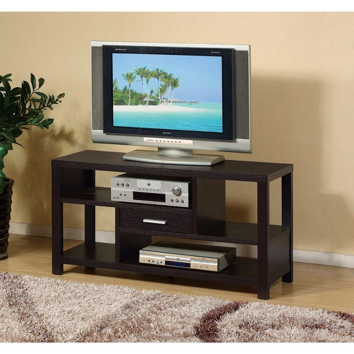 47 Inch 1 Drawer Wooden TV Stand with Open Storage, Brown