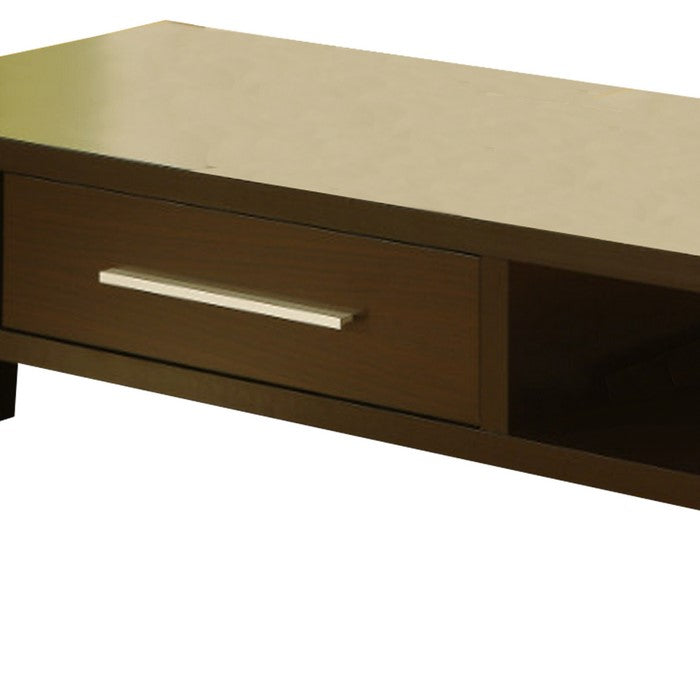 17 inch Contemporary 1 Drawer Wooden Coffee Table, Brown
