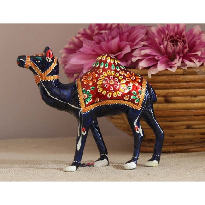 Benzara HandmadeDecorative Camel Statue In Wood And Metal, Multicolor