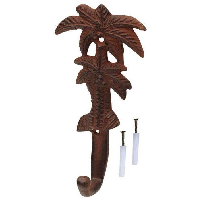 Benzara Single Hook Palm Tree Wall Mount In Metal, Brown