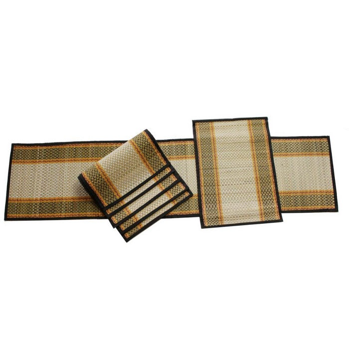 Hand-woven Placemats and Runner  Set f 6 In Grass Benzara Brand