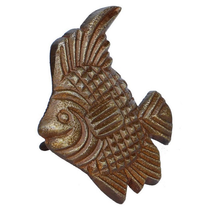 Handmade Rustic Look Metal Drawer Knobs In Fish Design Benzara Brand