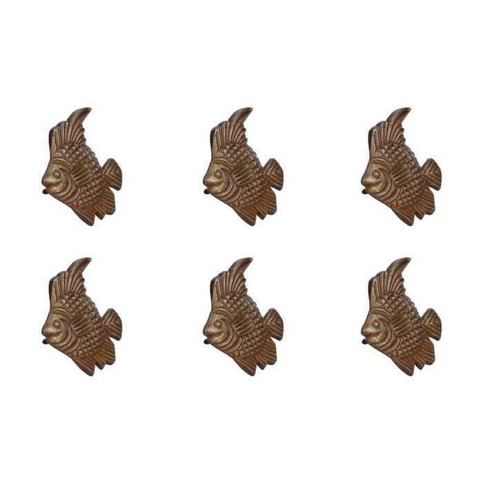 Handmade Rustic Look Metal Drawer Knobs In Fish Design Benzara Brand