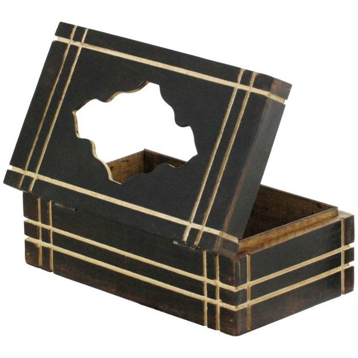 Benzara Handmade Wooden Tissue Box Cover Holder, Brown
