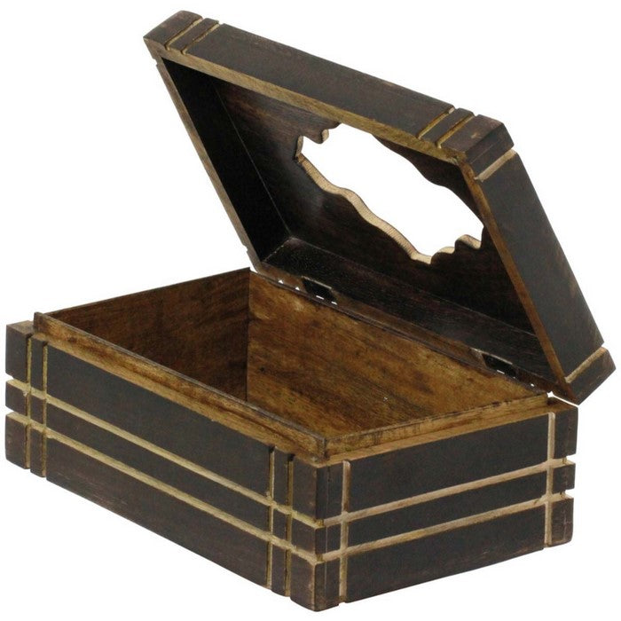 Benzara Handmade Wooden Tissue Box Cover Holder, Brown