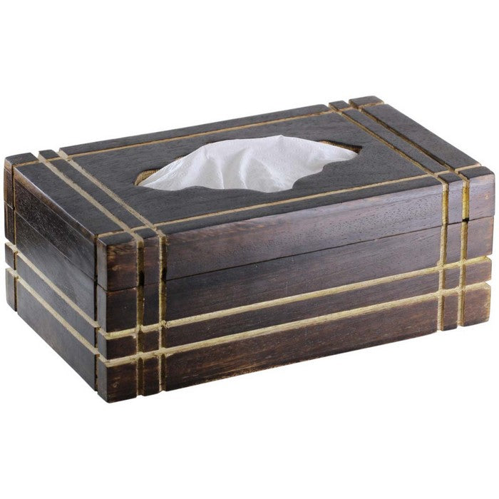 Benzara Handmade Wooden Tissue Box Cover Holder, Brown