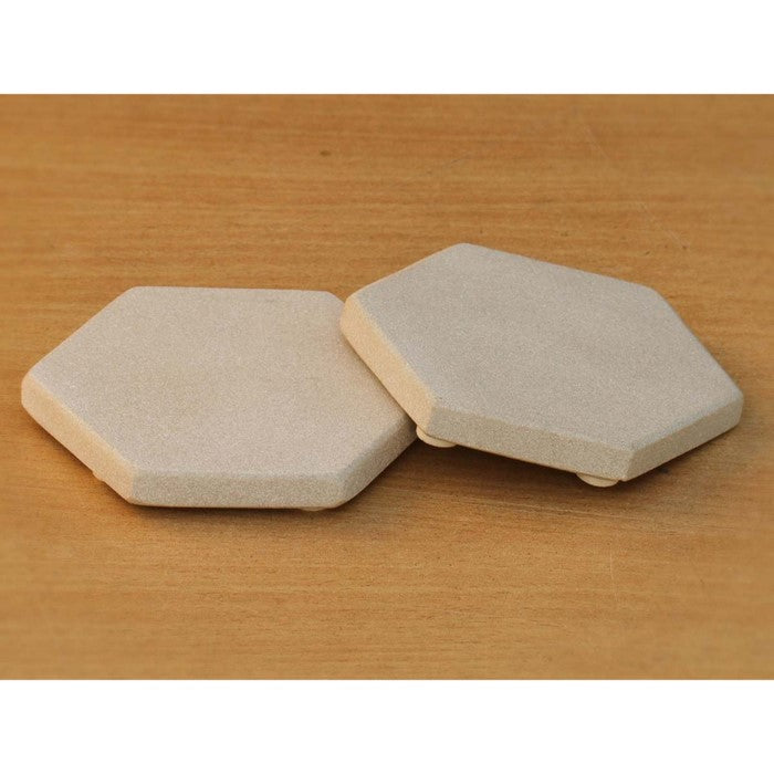 Hexagonal Shaped Sandstone Drink Coasters Set of 2 Natural Benzara Brand