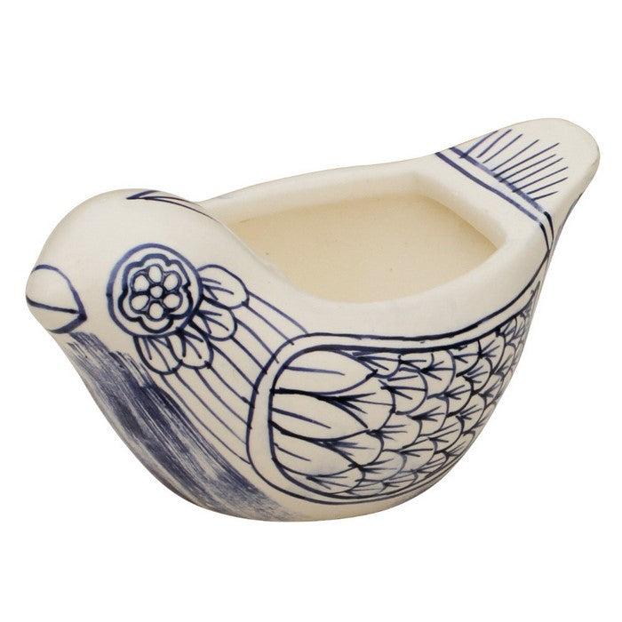 Handmade Bird Shaped Planter In Ceramic Benzara Brand