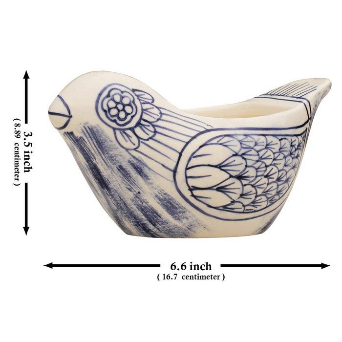 Handmade Bird Shaped Planter In Ceramic Benzara Brand