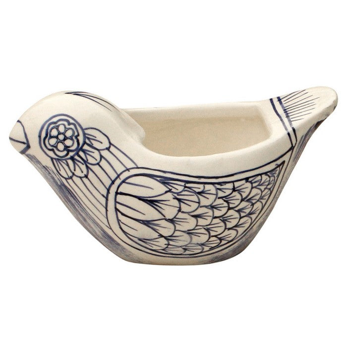 Handmade Bird Shaped Planter In Ceramic Benzara Brand