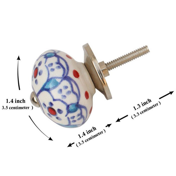 Set Of 2 Round Door Knobs In Ceramic With Hand Painted Floral Motifs By Benzara