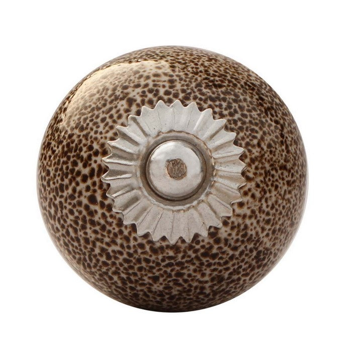 Pack Of 2 Ceramic Knobs With Metal Detailing By Benzara