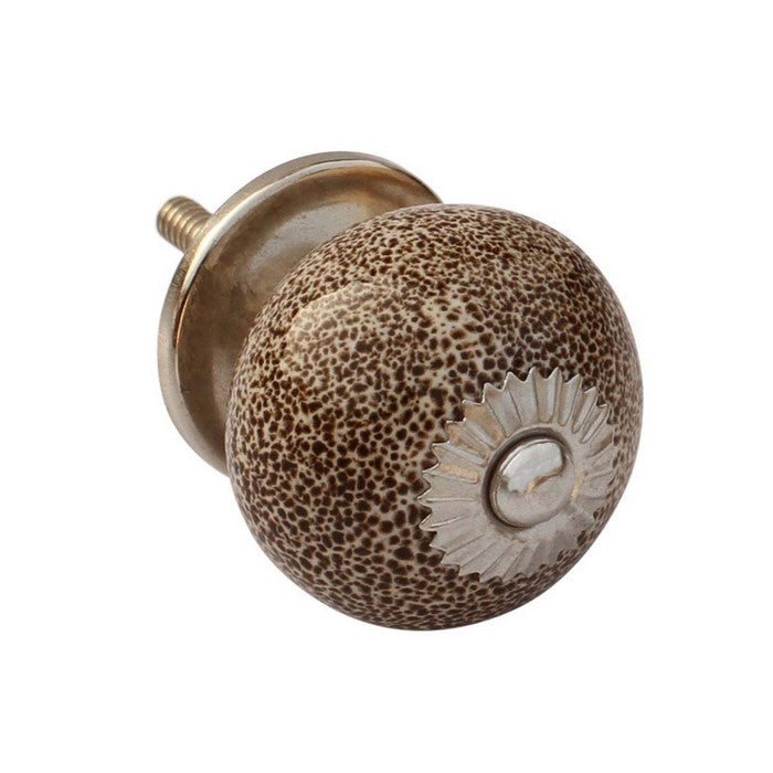 Pack Of 2 Ceramic Knobs With Metal Detailing By Benzara